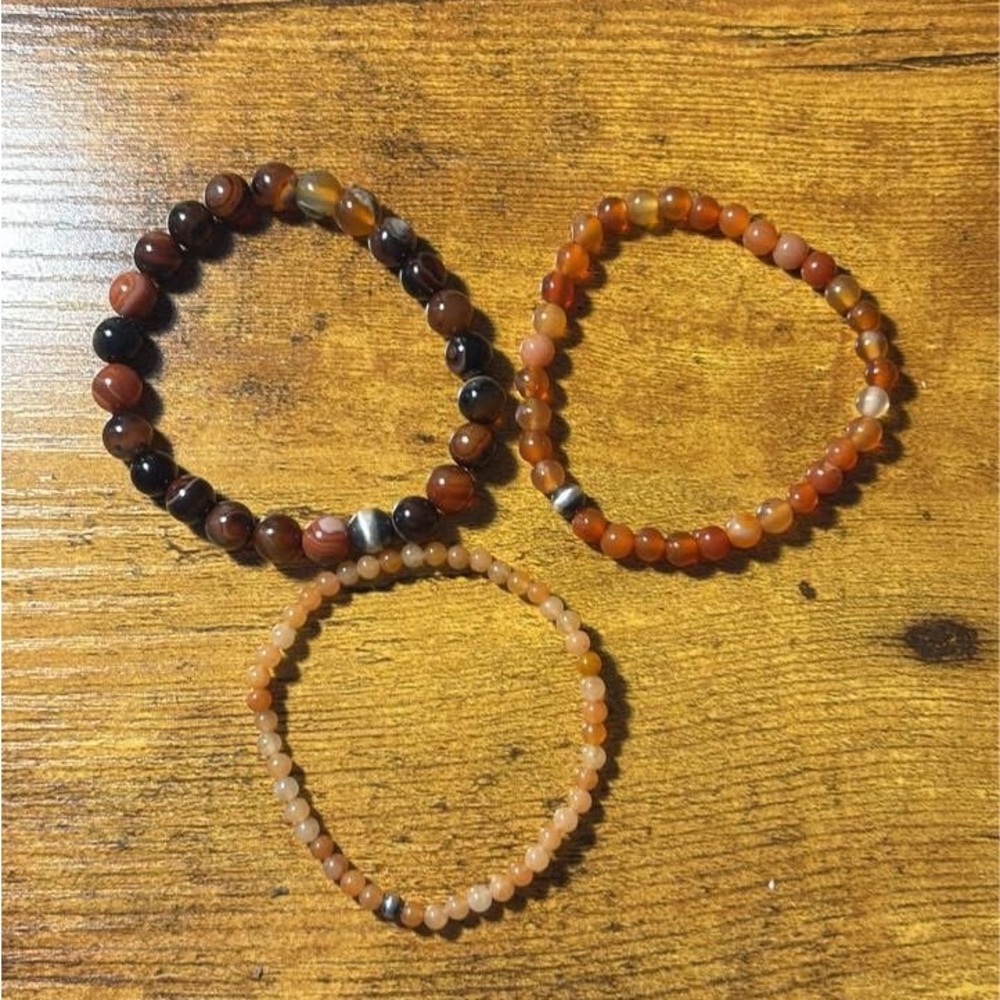 Elegant Beaded Bracelet Set - Brown and Black